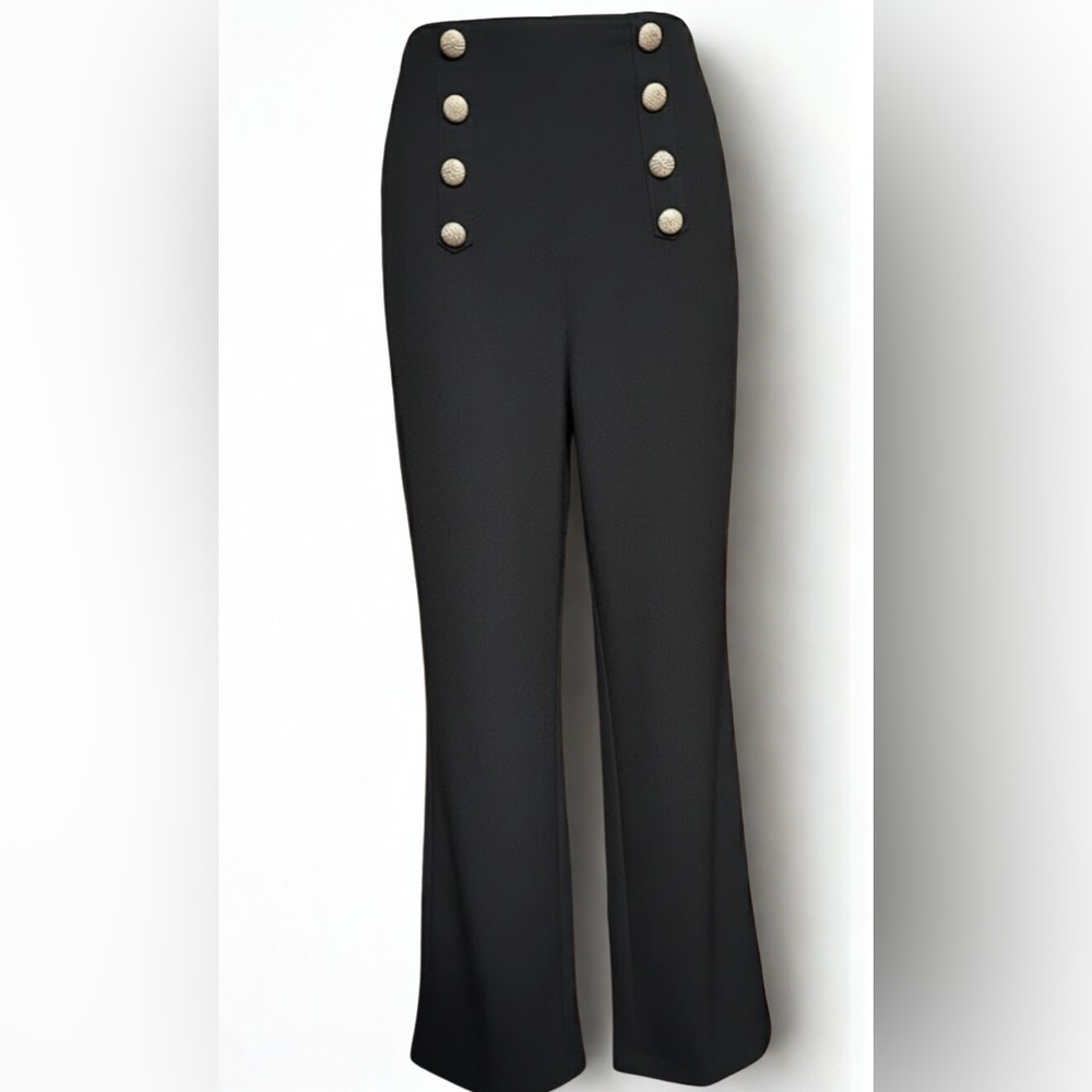 Chic High-Waisted Nautical Wide-Leg Trousers